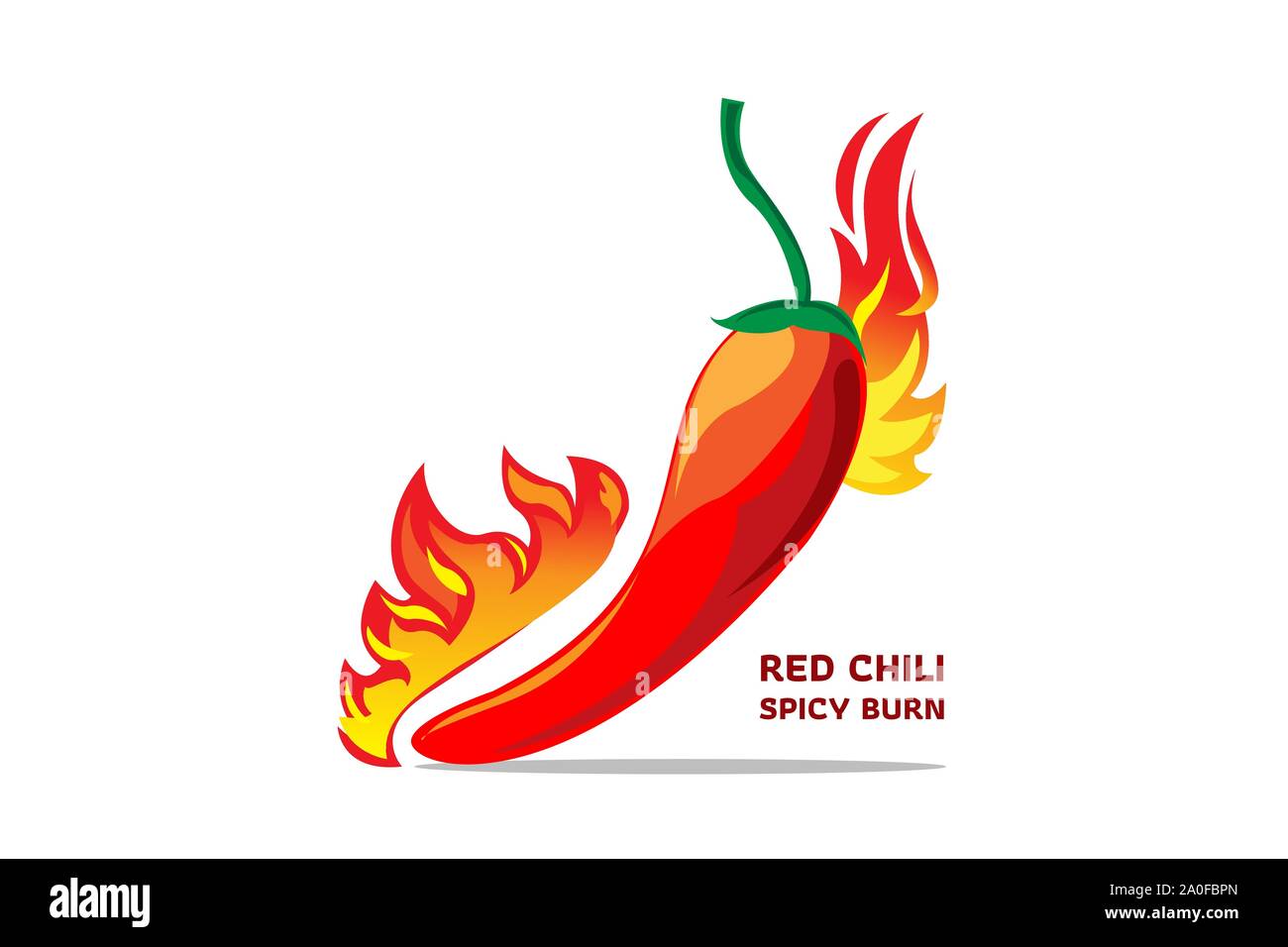 Drawing vector style of red chili with flame to show how spicy of hot ingredient for cooking, best for logo and arrange composition in graphic design. Stock Vector