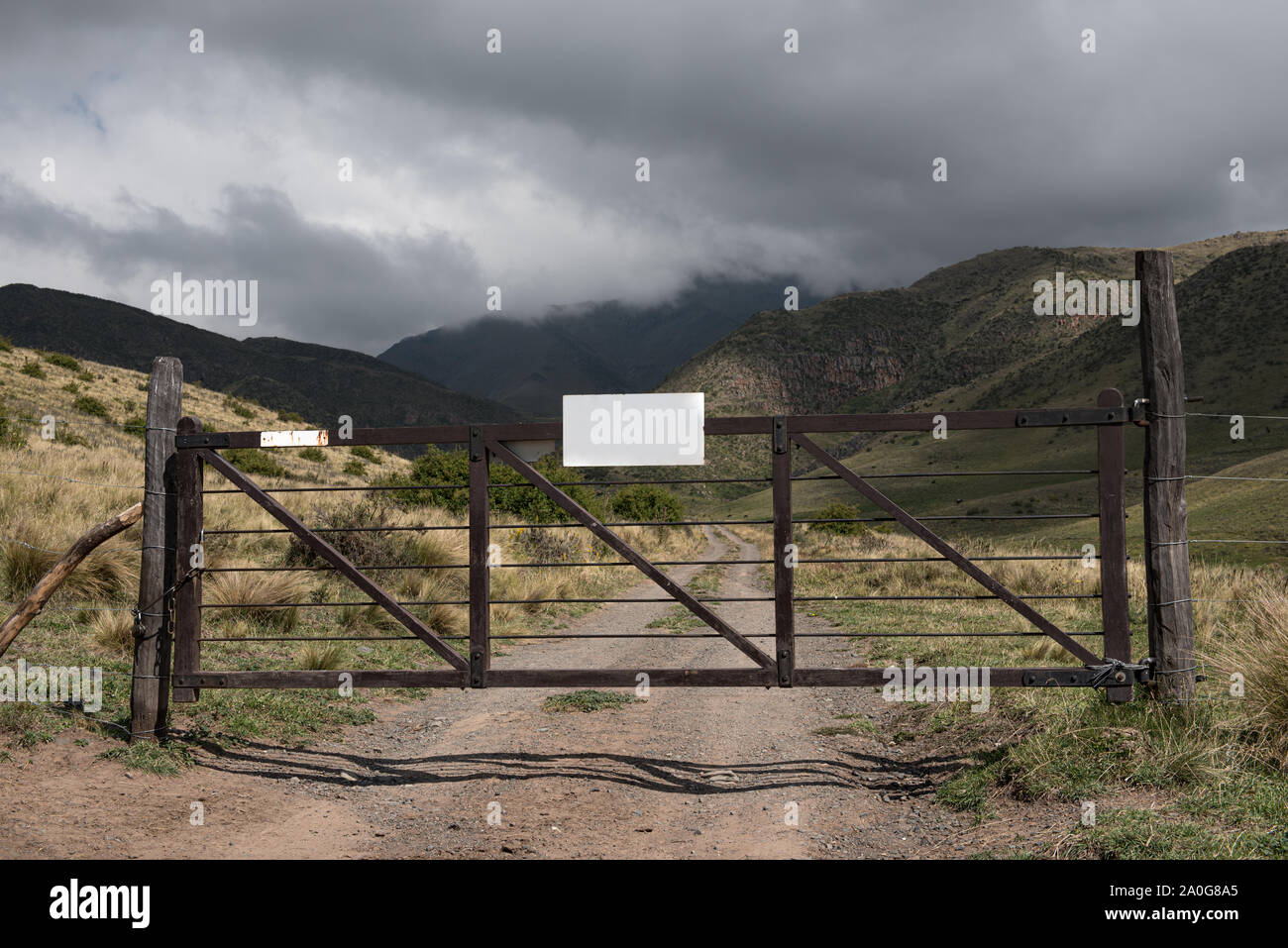 Closed road deep inside the andes mountains Stock Photo