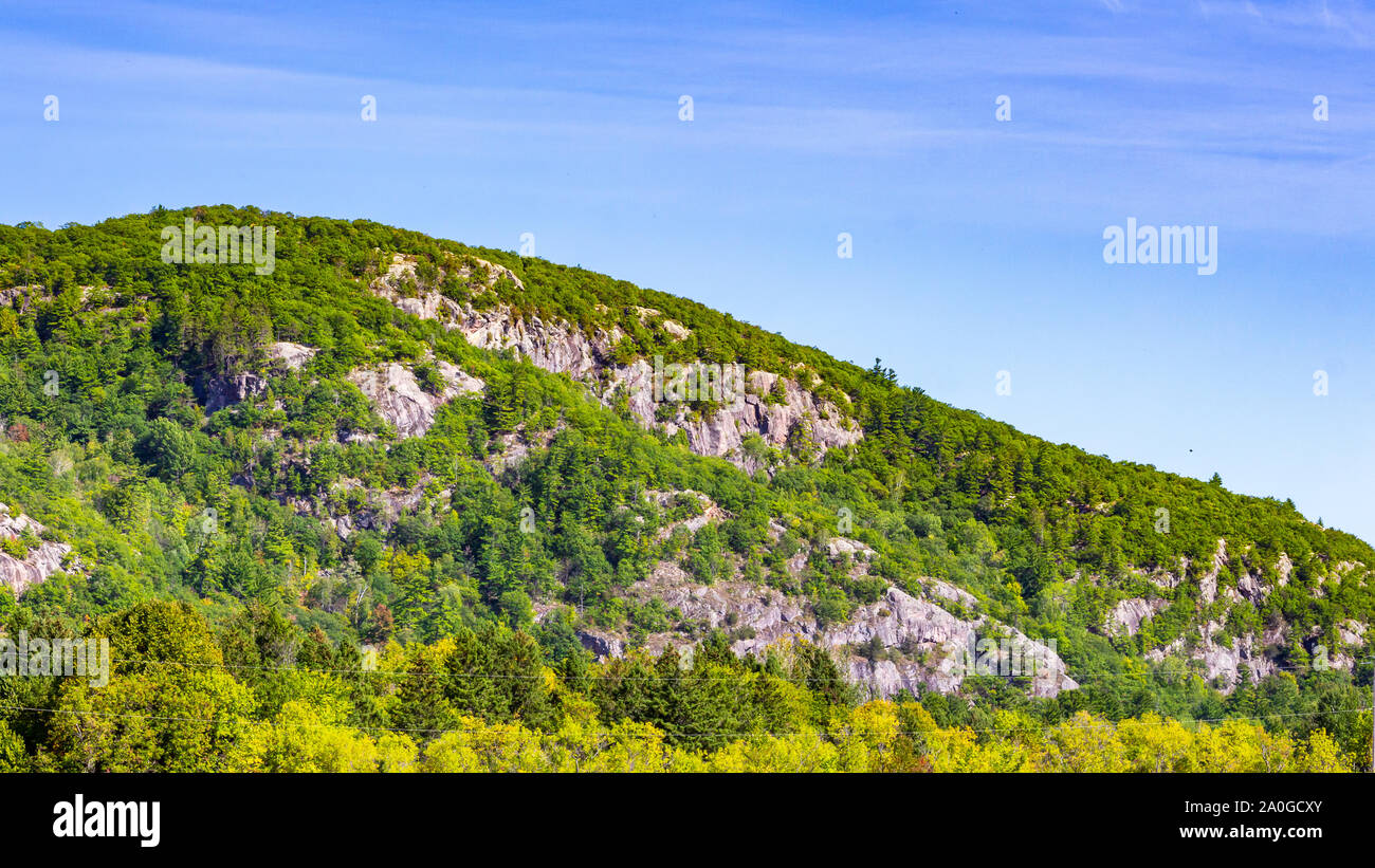 Rocky forested hills in Gatineau Park, Quebec form part of the Canadian
