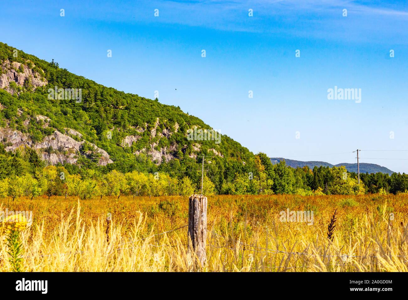Rocky forested hills in Gatineau Park, Quebec form part of the Canadian