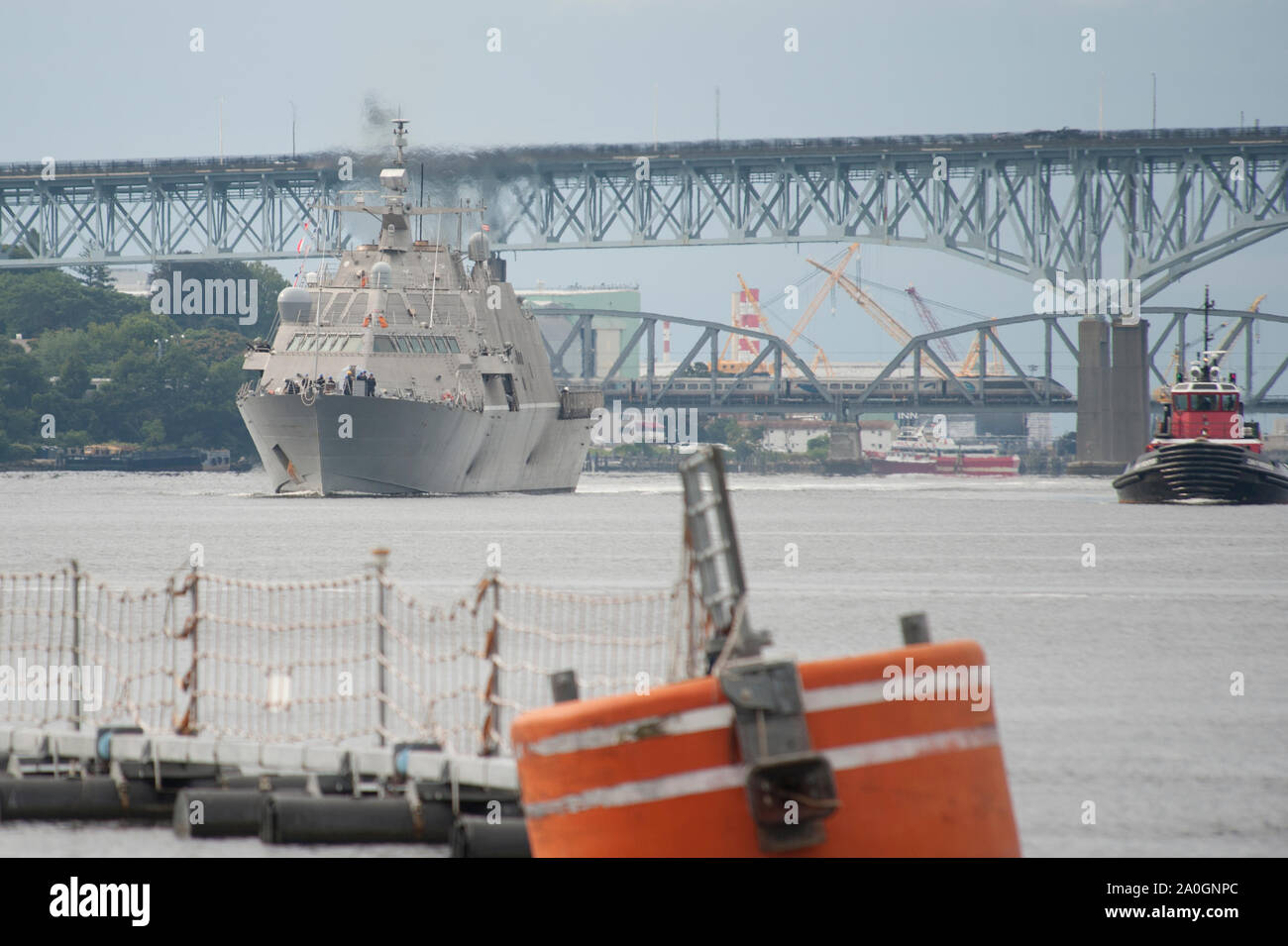 The Littoral Combat Ship USS Sioux City (LCS 11) makes her way up the