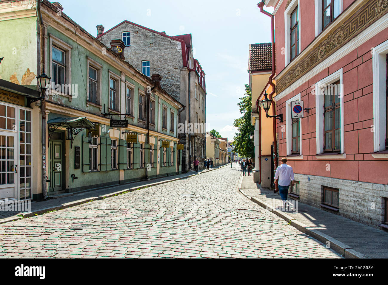 Historic streets and building in Old Town, Tallinn, Estonia. Stock Photo