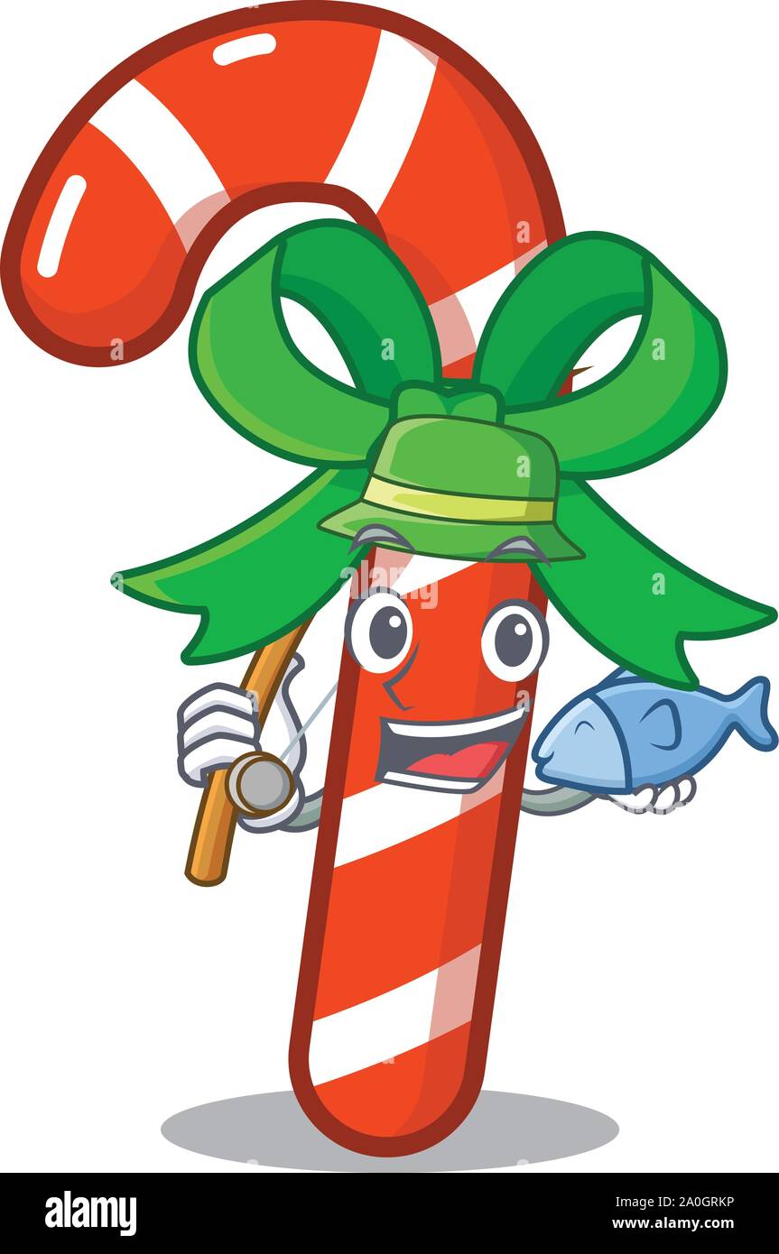 Fishing candy cane character shaped a cartoon Stock Vector Image & Art -  Alamy