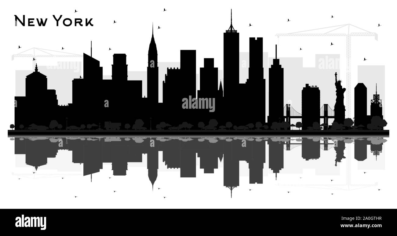 New York USA City Skyline Silhouette with Black Buildings and Reflections  Isolated on White. Vector Illustration. Business Travel and Tourism Concept  Stock Vector Image & Art - Alamy