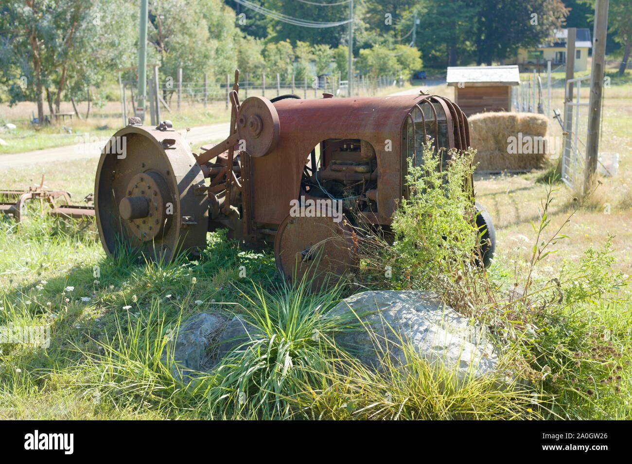 Rust In Peace on North Pender Island, British Columbia, Canada Stock Photo