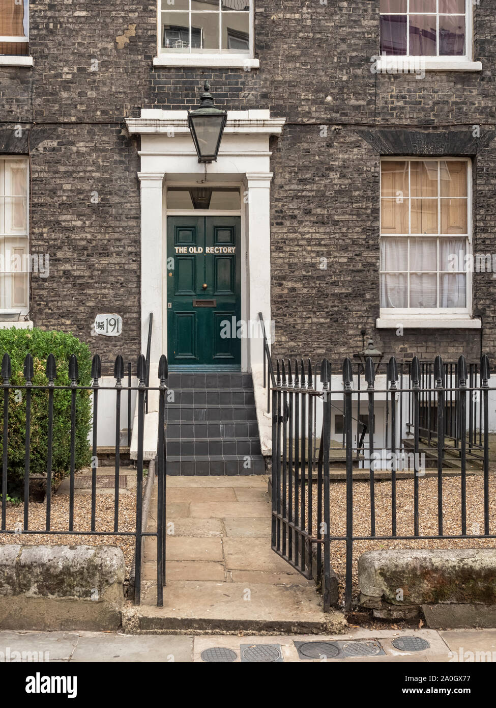 LONDON, UK - AUGUST 17, 2018:  Exterior view of the front door to the Old Rectory in Bermondsey Street, Southwark Stock Photo