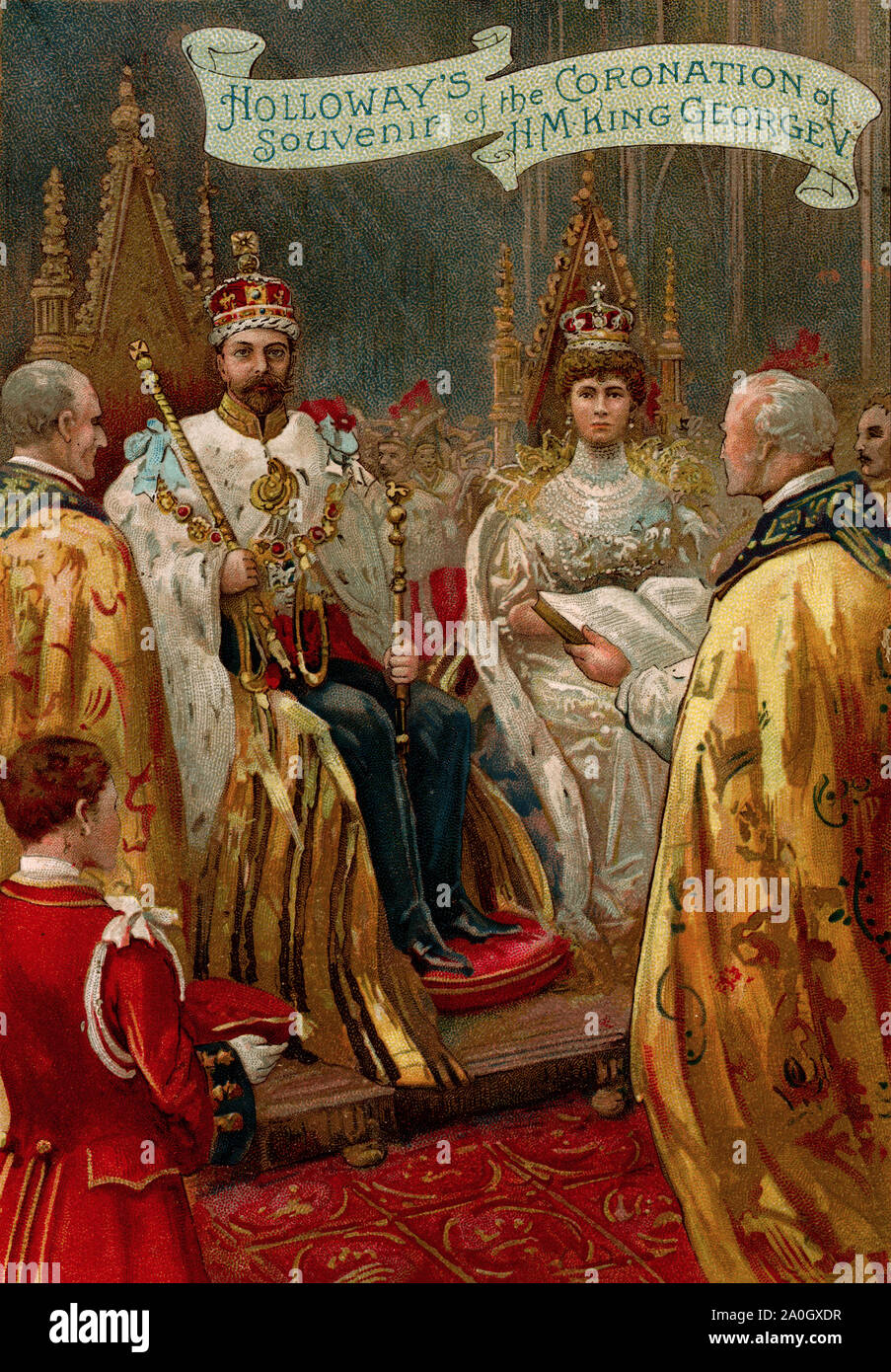 King george v and queen mary in their coronation robes hi-res stock ...
