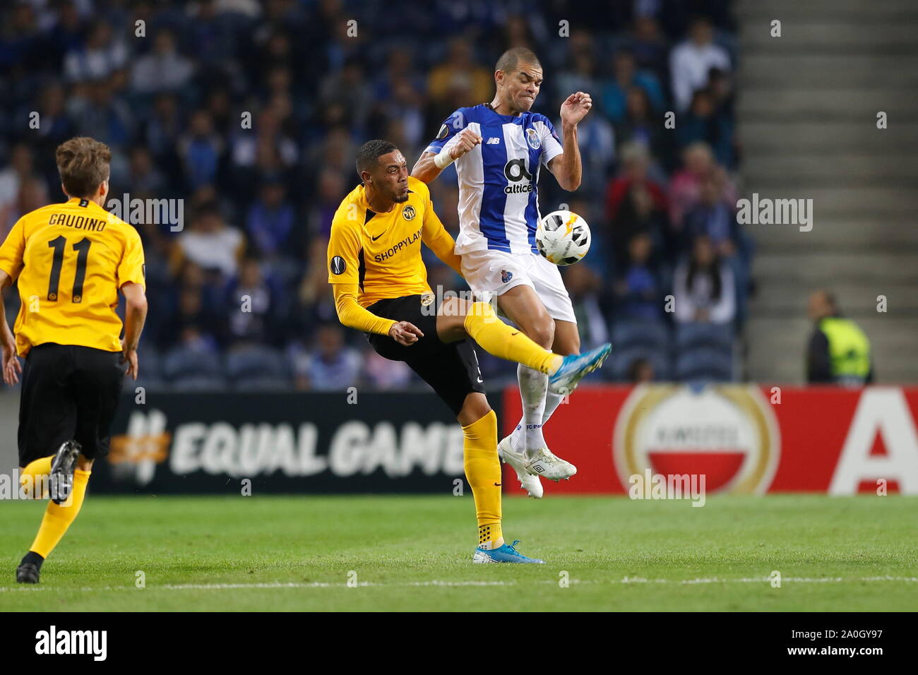 Porto Portugal 19th Sep 2019 L R Guillaume Hoarau Youngboys Pepe Porto Football Soccer Uefa Europa League