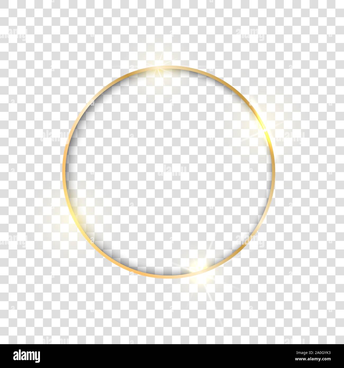 Gold circle frame. Golden luxury glow line round border. Gold shiny glowing  vintage frame with shadows isolated on transparent background Stock Vector  Image & Art - Alamy