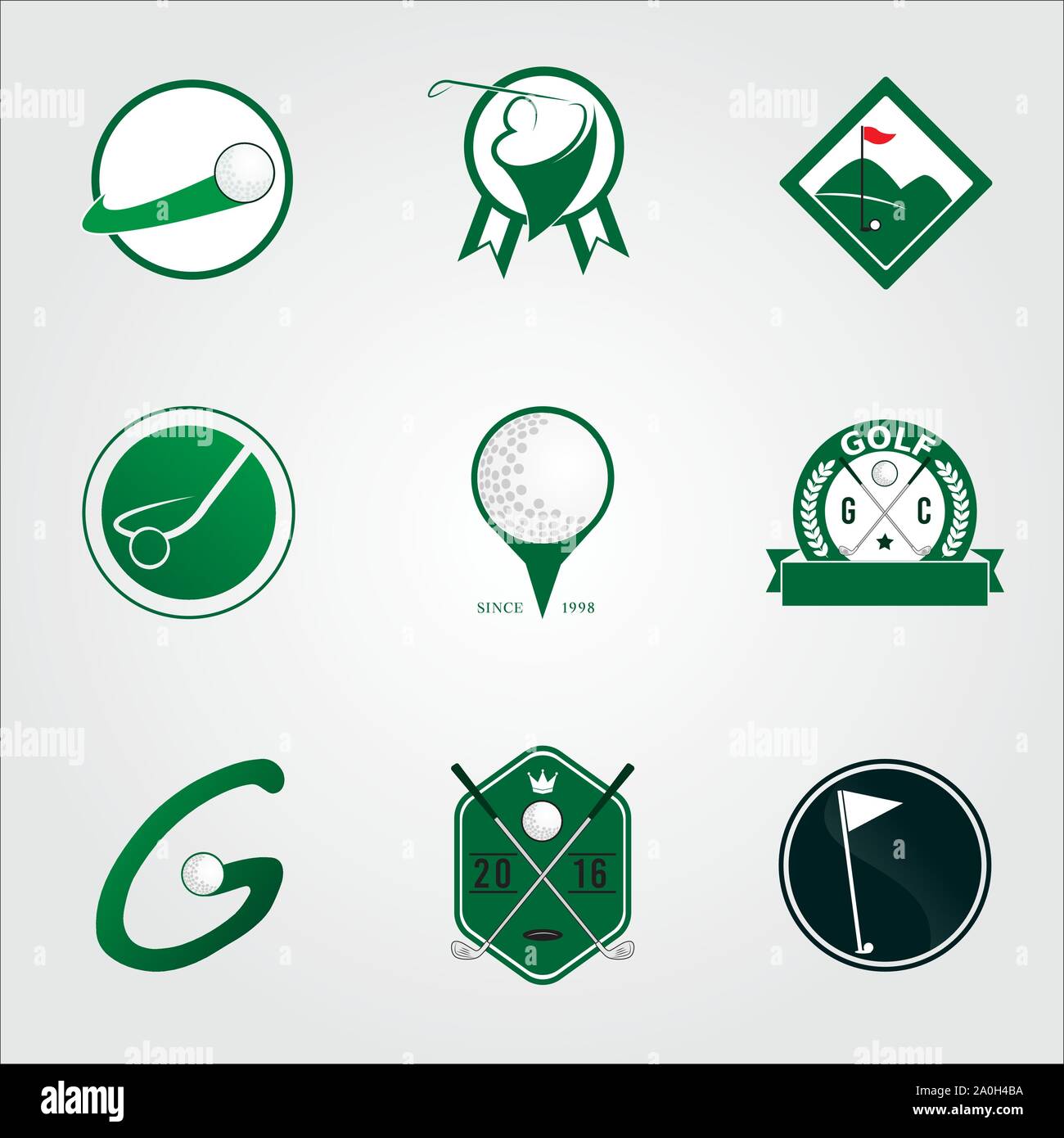 Set of Golf Sport logos Icon Symbol template vector for competition club Tournament Stick Ball game Stock Vector