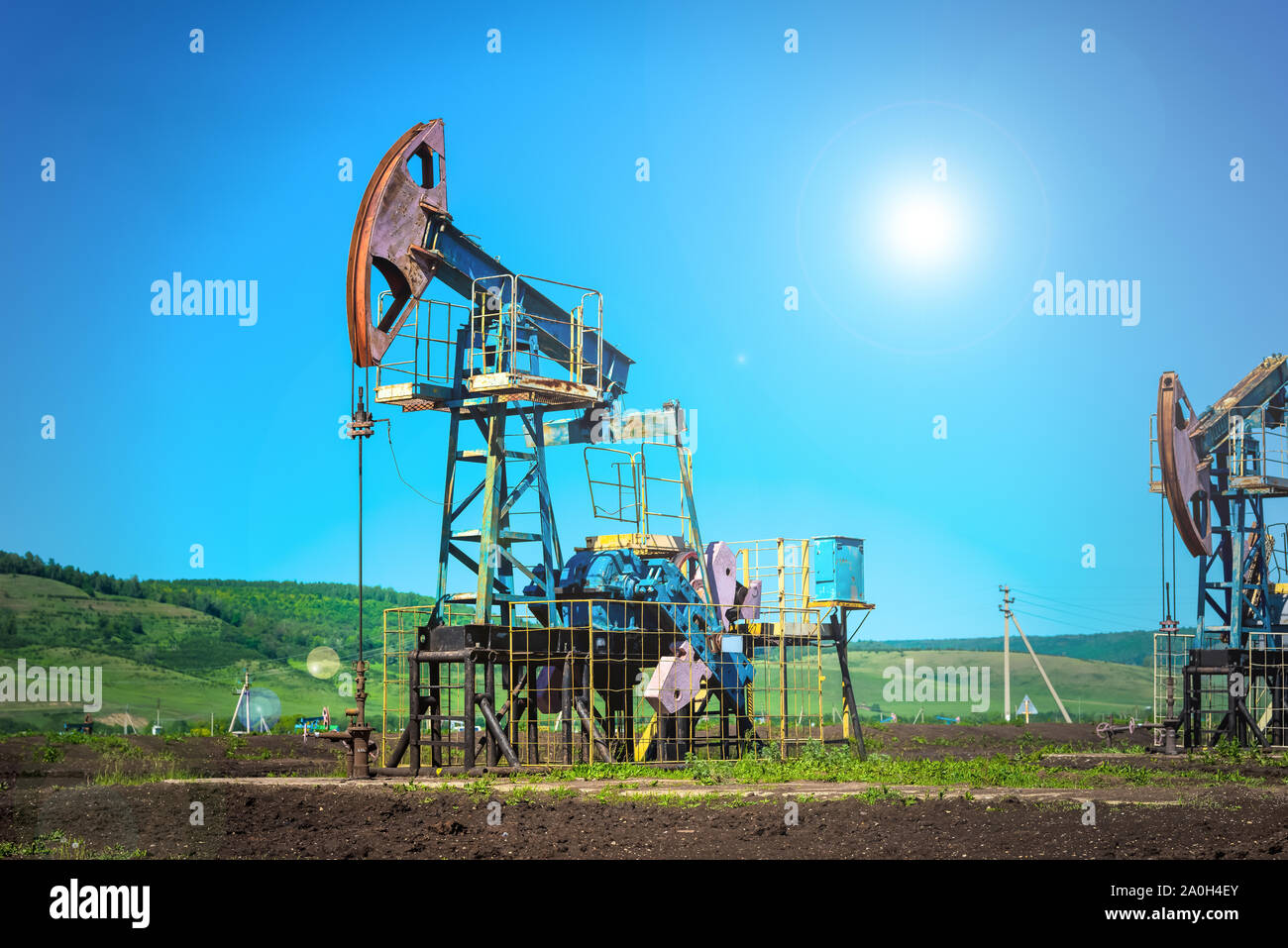 Oil pumpjack, industrial equipment. Rocking machines for power ...