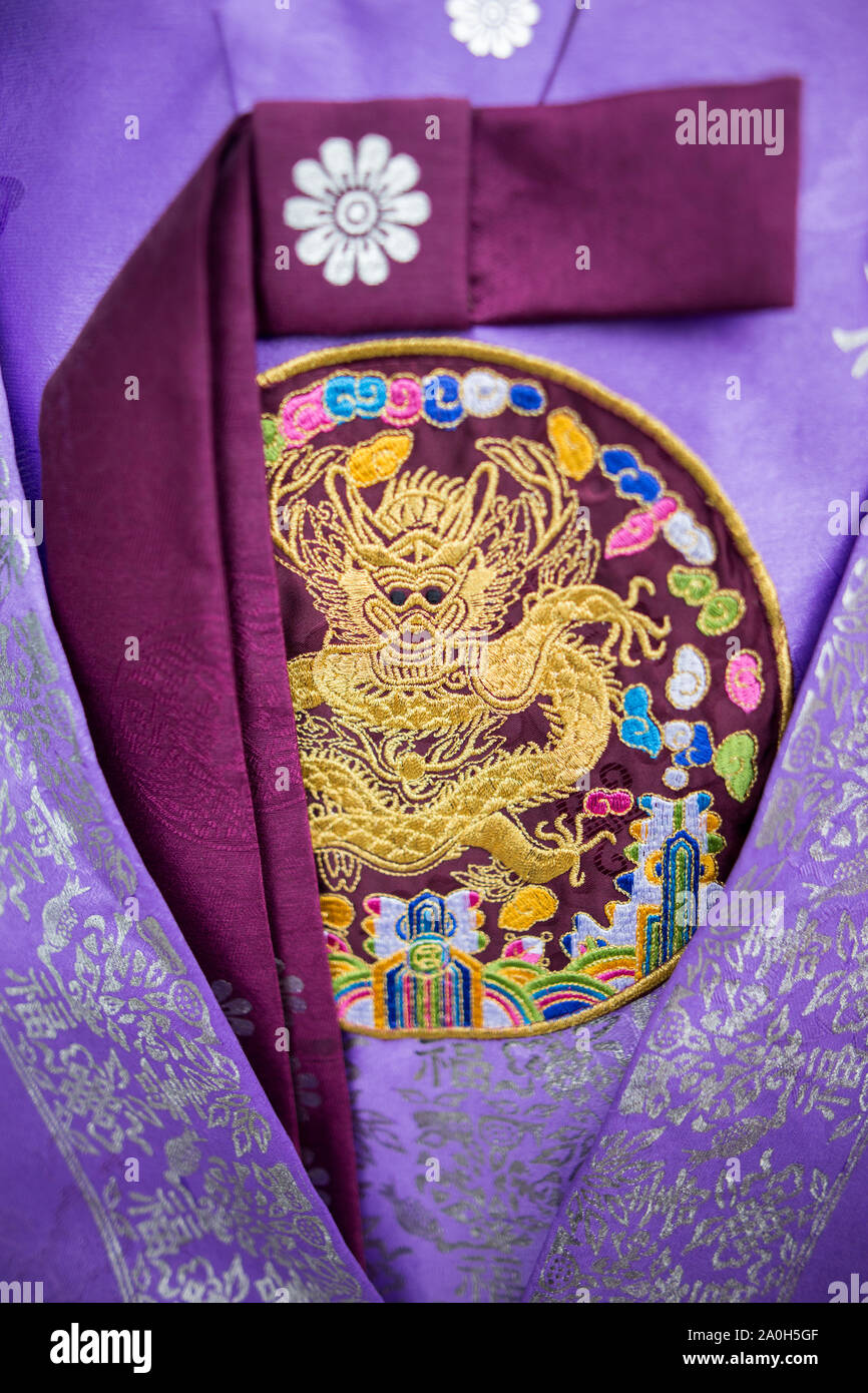 Close up view of South Korean traditional culture dress with