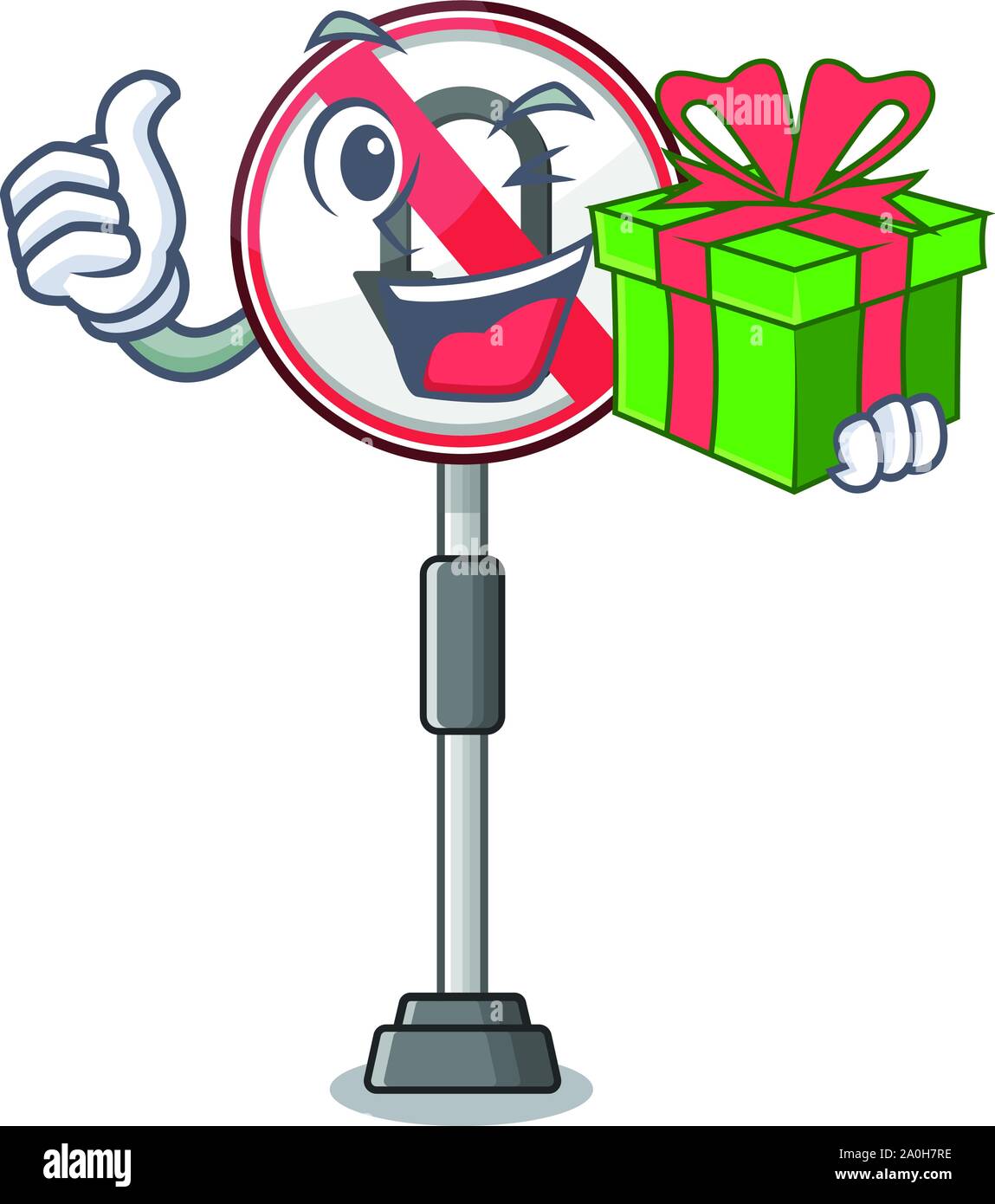 With gift no u turn isolated the mascot Stock Vector Image & Art - Alamy