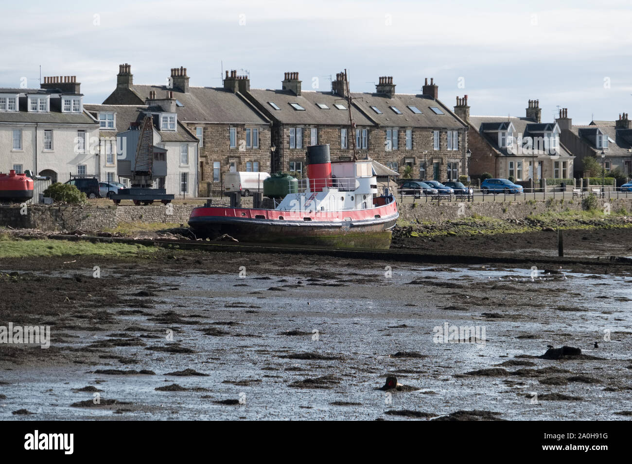 Irvine Harbour North Ayrshire Scotland on a bright but cold day looking