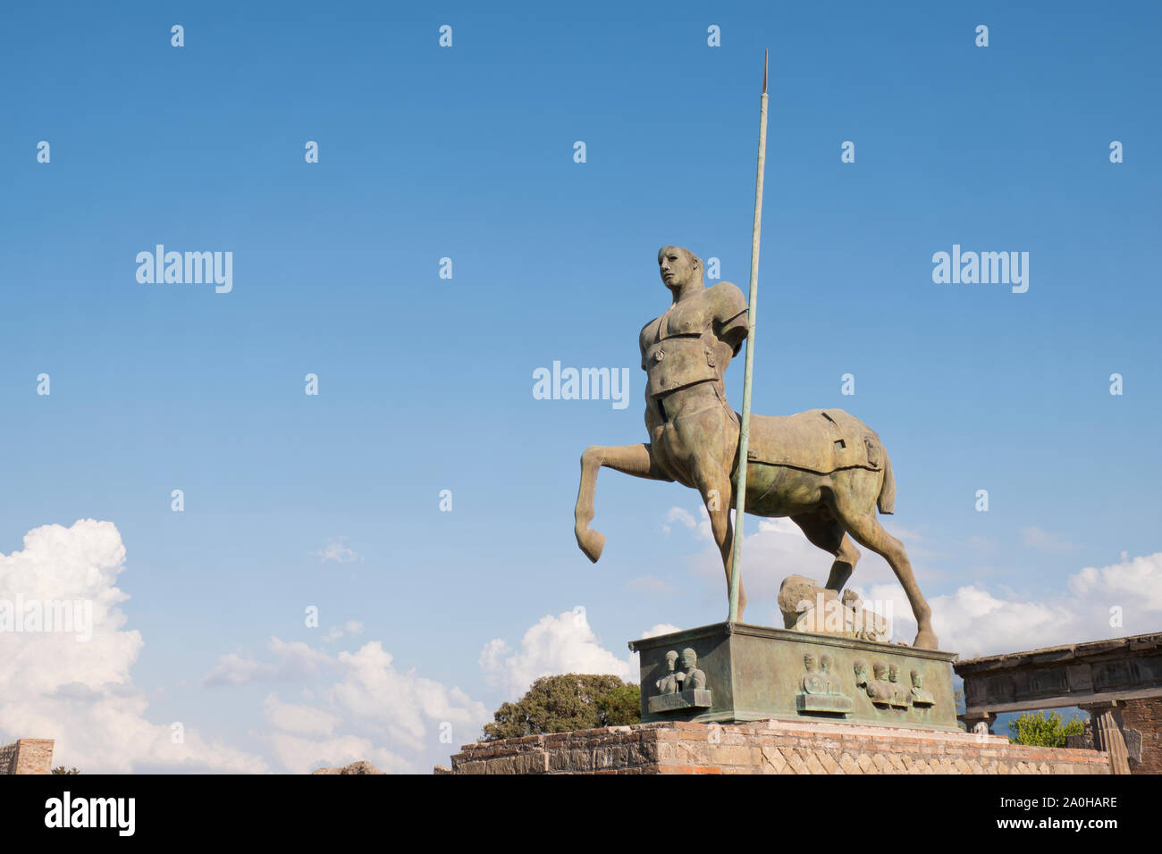 Bronze sculpture entitled Centauro by Polish artist Igor Mitoraj in Pompeii, Campania Italy Stock Photo