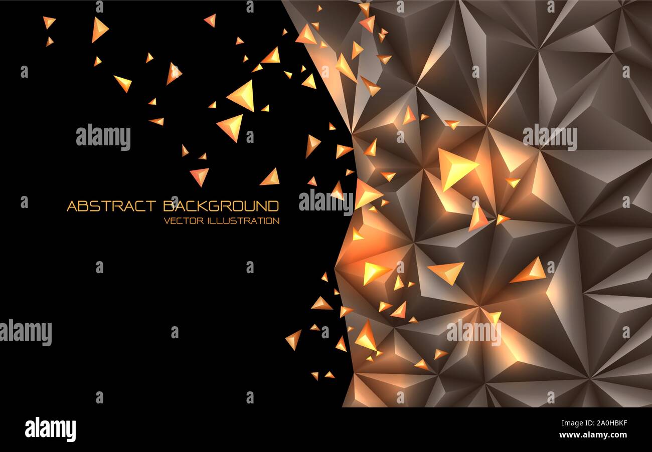 Abstract grey gold triangle 3D with black blank space design modern