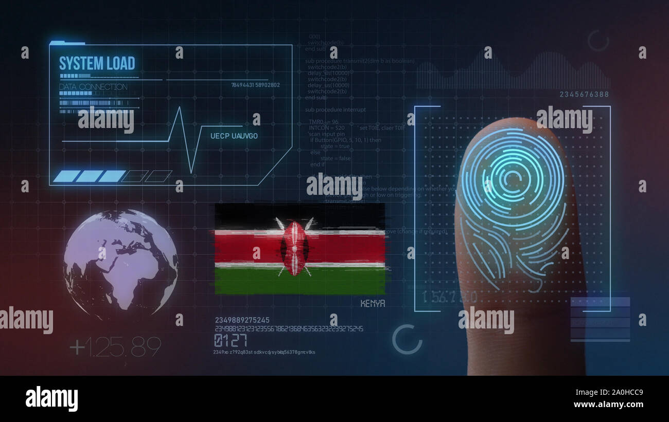 Finger Print Biometric Scanning Identification System. Kenya Nationality Stock Photo
