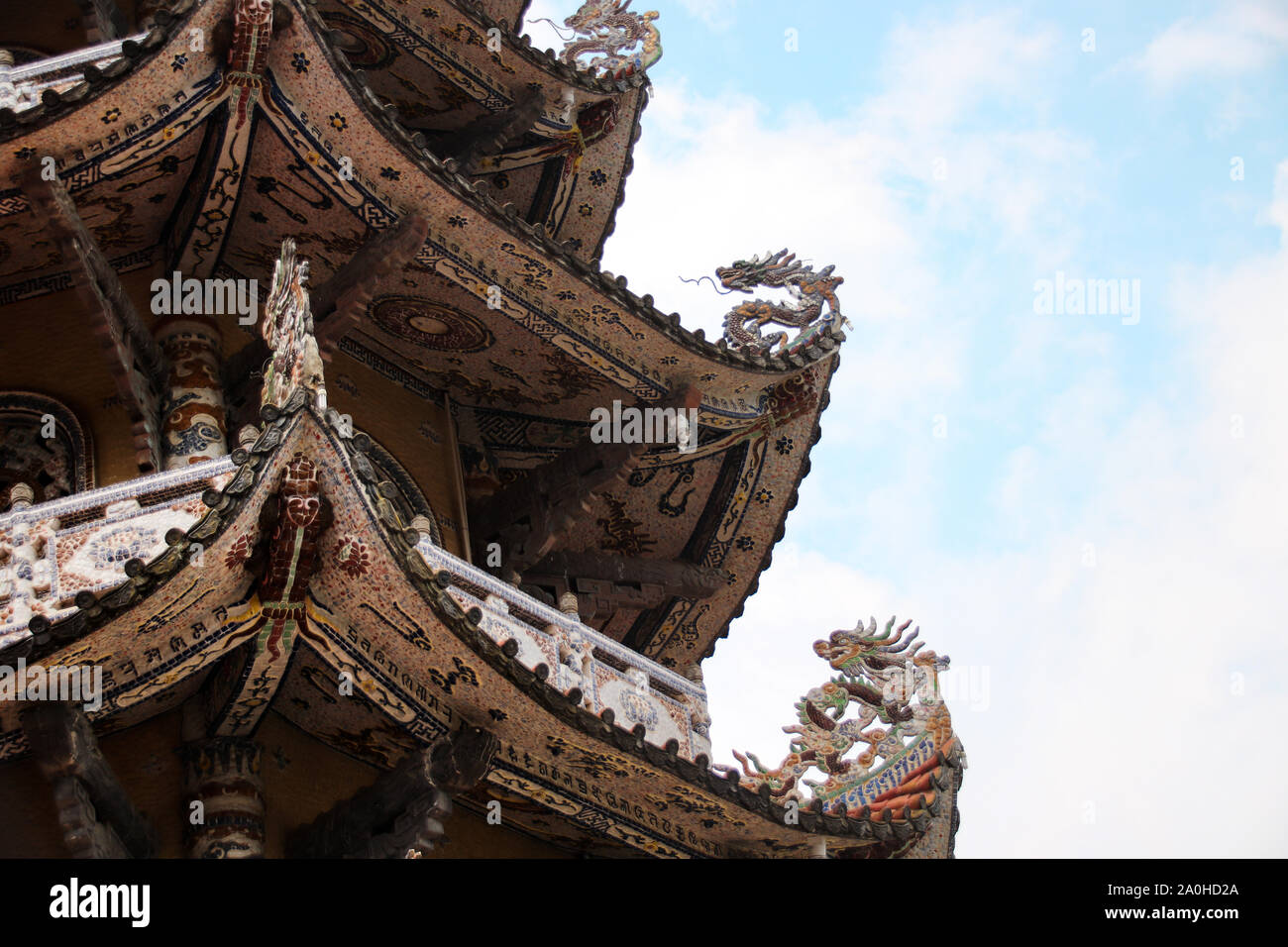 Linh Phuoc Pagoda known as the ''pagoda of broken glass' in Da lat, Vietnam Stock Photo