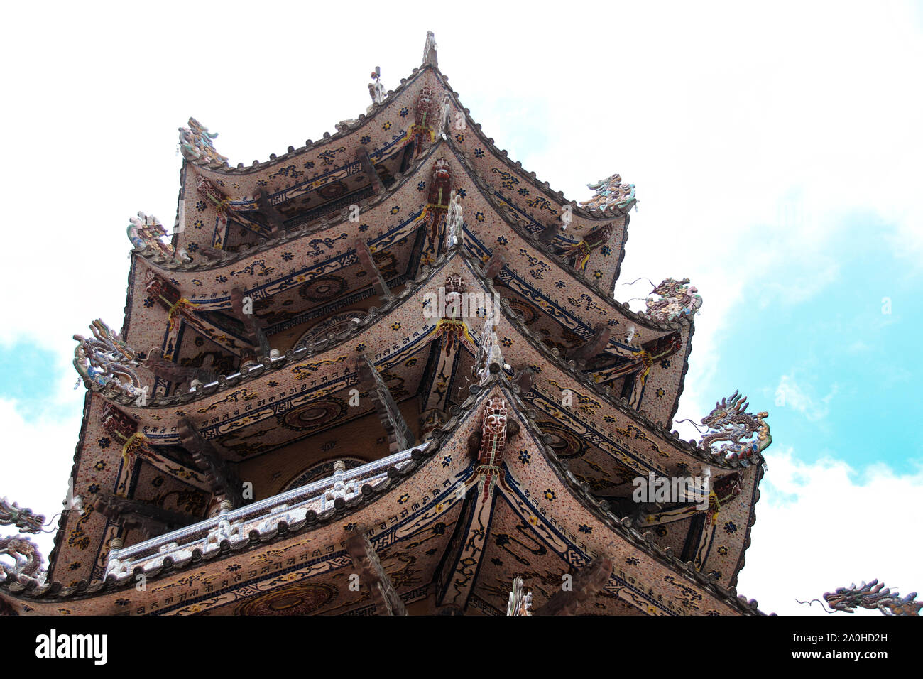 Linh Phuoc Pagoda known as the ''pagoda of broken glass' in Da lat, Vietnam Stock Photo