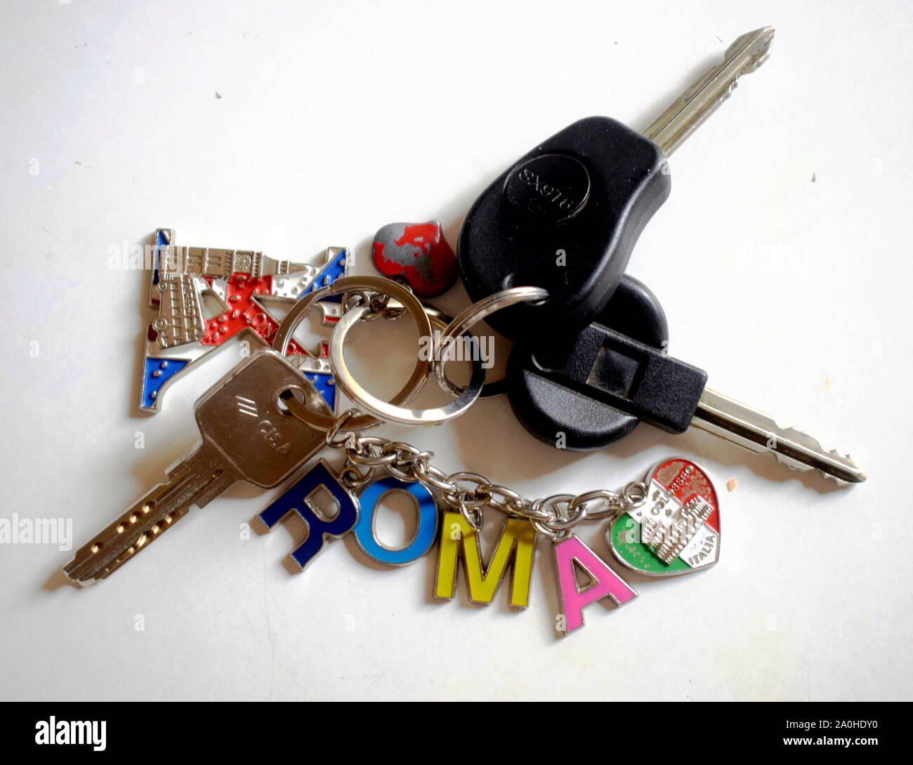 keys, car, door, metal, white, background Stock Photo Alamy