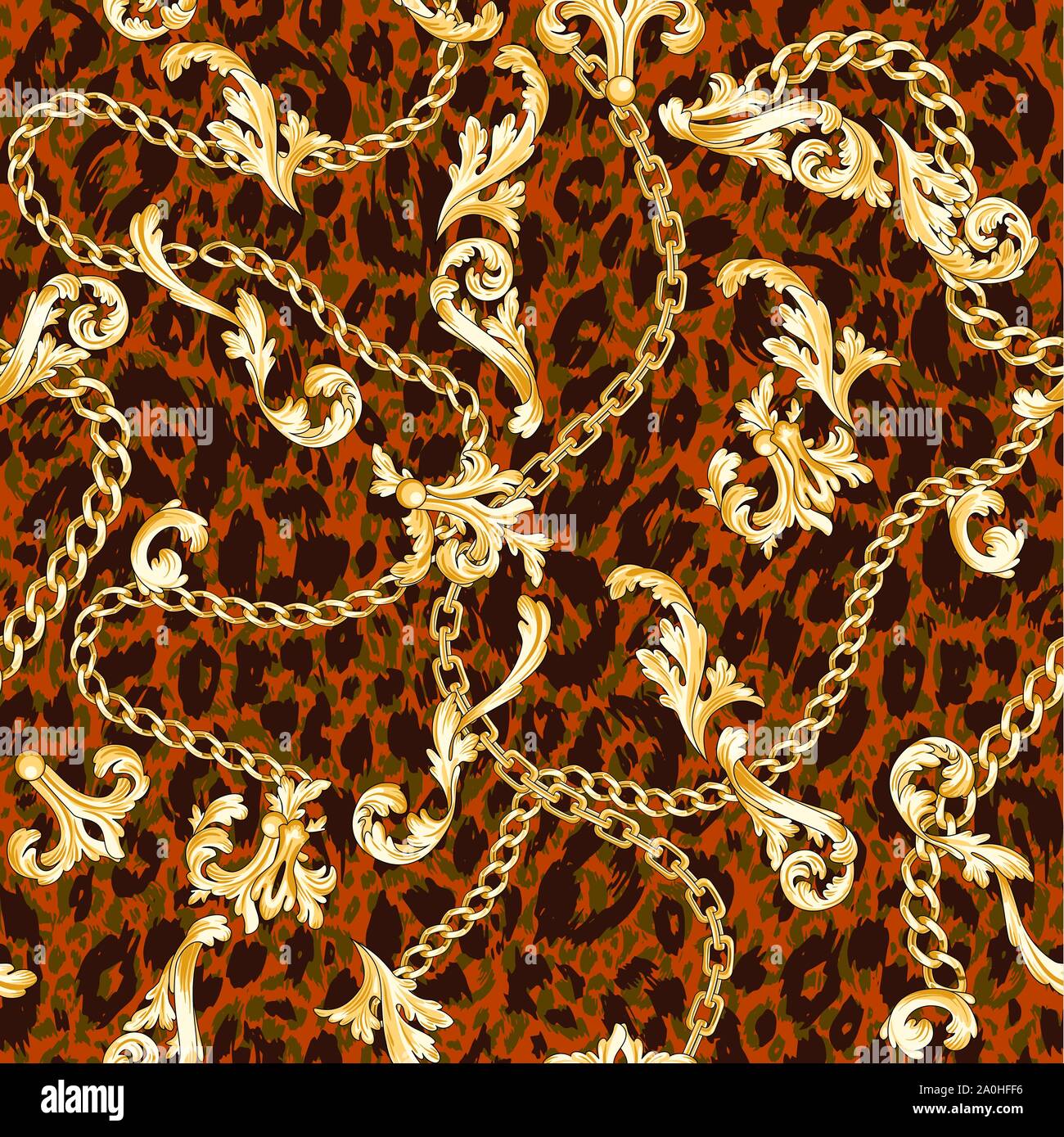 Gold flourishes and chains Stock Vector