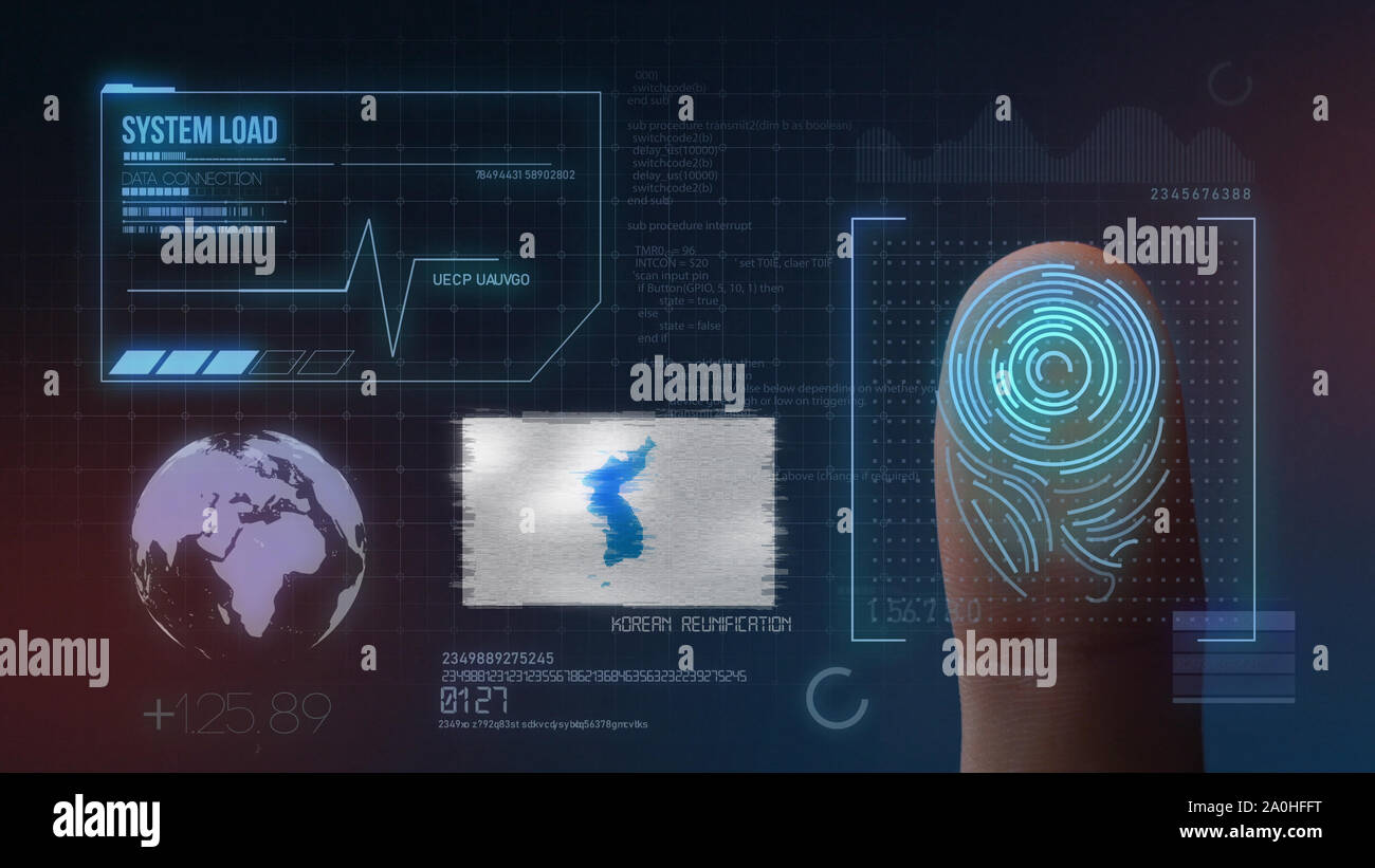 Finger Print Biometric Scanning Identification System. Unification Flag ...