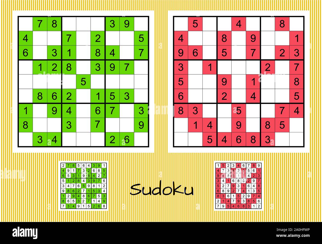 Unique sudoku set Stock Vector