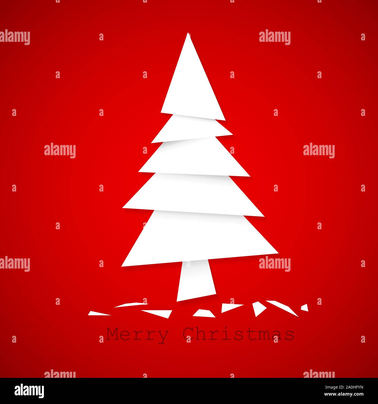 Simple vector christmas tree made from pieces of white paper - original ...
