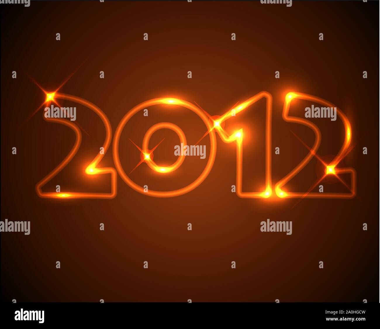Vector New Year card 2012 - golden / orange neon numbers Stock Vector ...