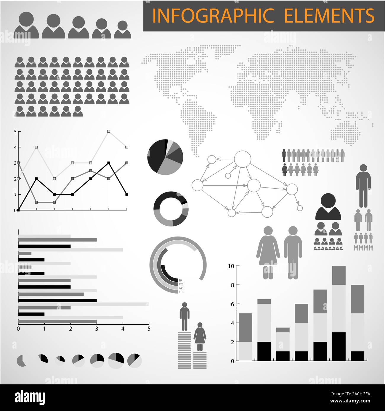 Big Vector Black and white set of Infographic elements for your ...