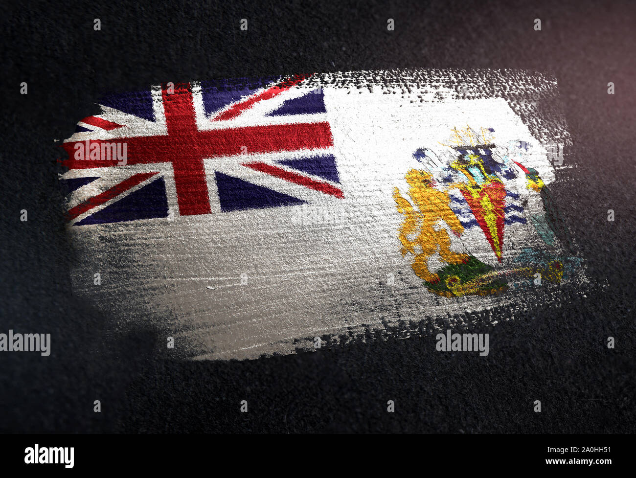British Antarctic Territory Flag Made of Metallic Brush Paint on Grunge