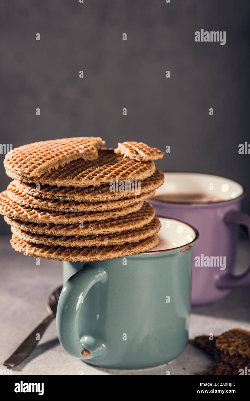 Traditional dutch cookies syrupwaffles Stock Photo - Alamy