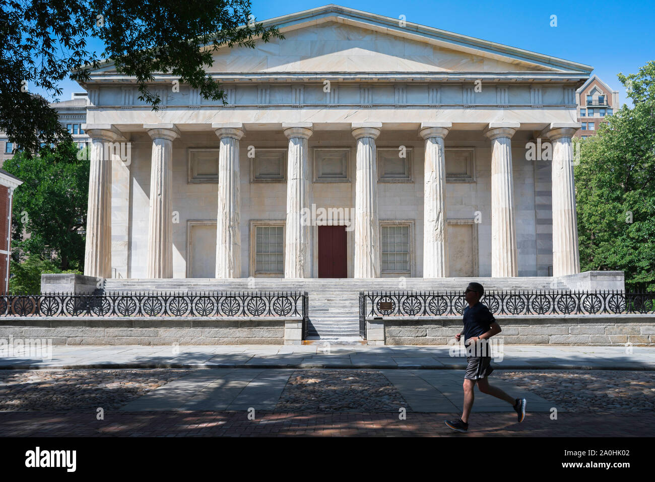 Second Bank US Philadelphia,view of the Greek Revival style Second Bank Of The United States (1824) in the Philadelphia National Historical Park, USA Stock Photo
