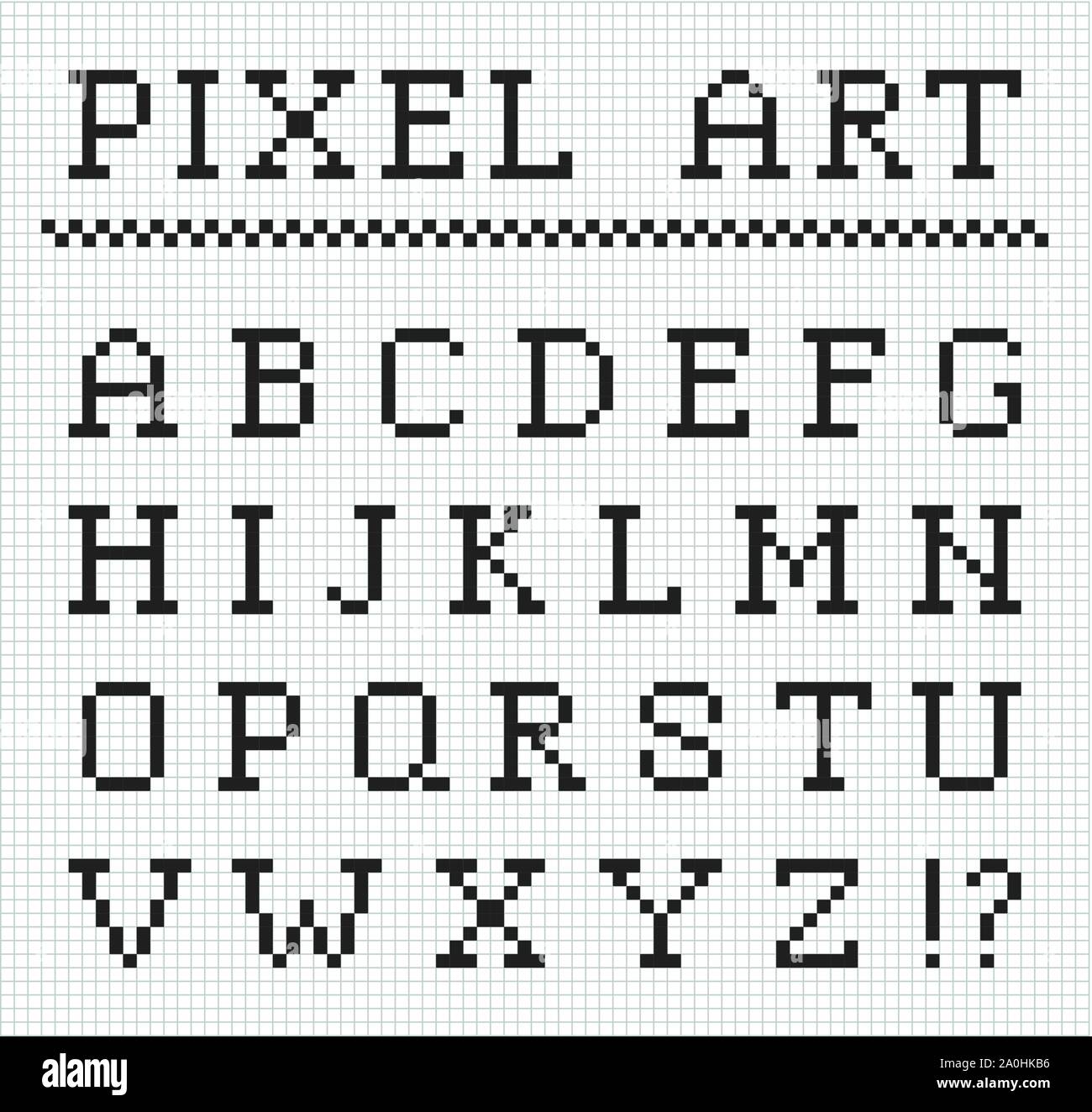 Pixel font. Vector set of pixel letters Stock Vector
