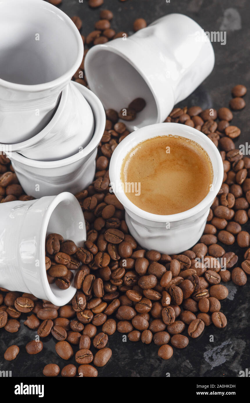 Ceramic cups look like crumpled paper espresso coffee cups and ...