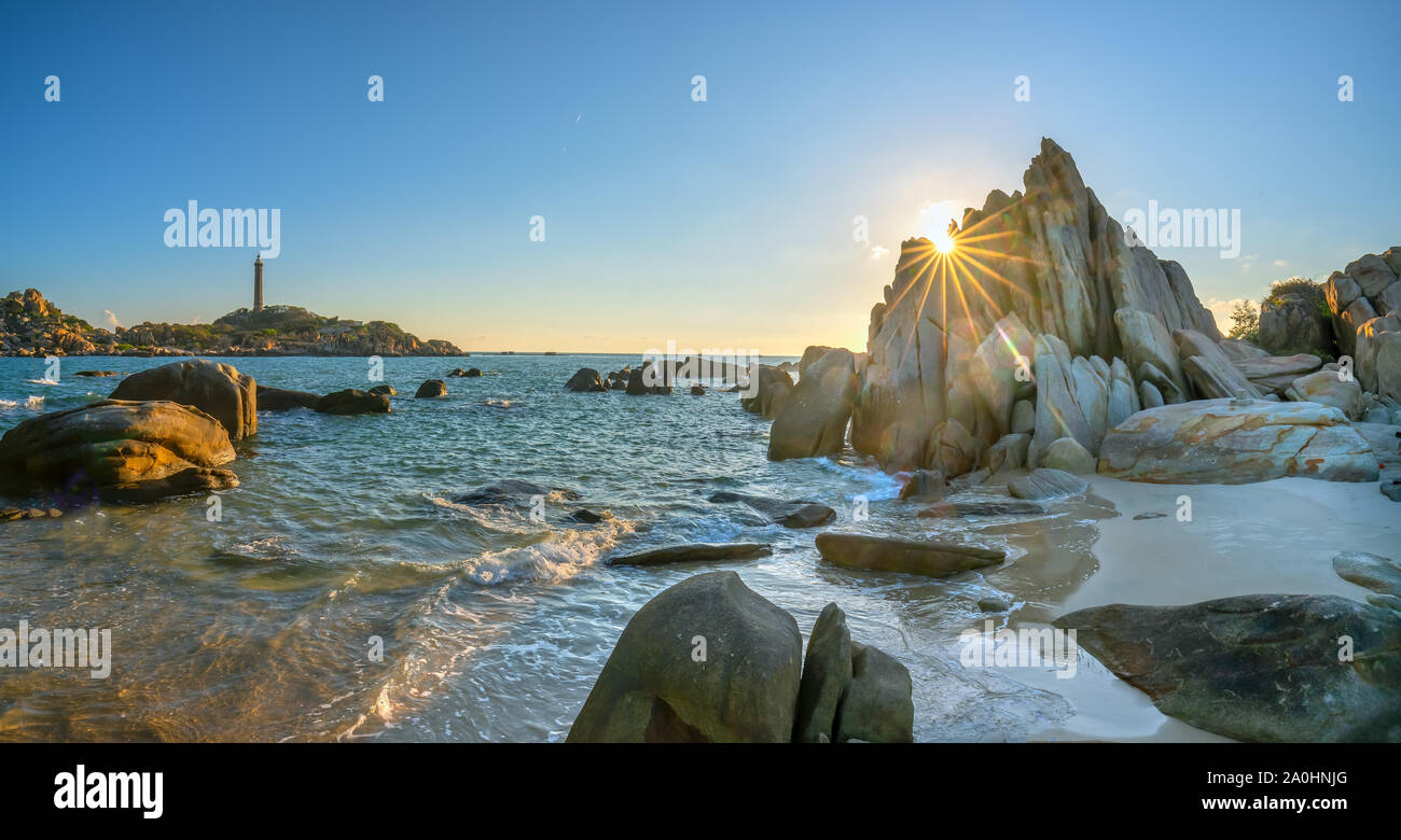 Reef covered with sun stars welcomes dawn beautiful new day Stock Photo
