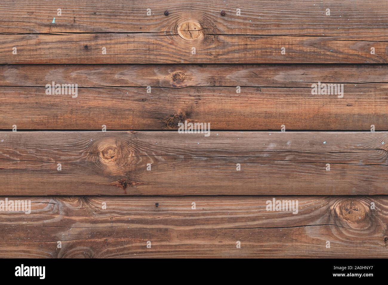Brown wooden boards background. Shabby wood texture, surface. Vintage timber fence, desk surface. Natural color. Old wood planks pattern. Stock Photo
