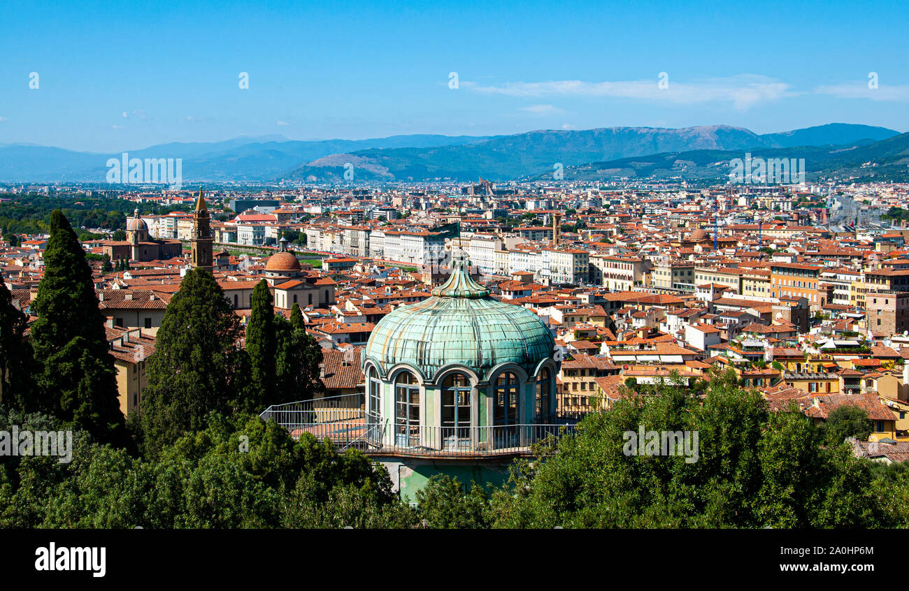 The breathtaking Florence skyline in a sunny day seen from Forte Belvedere Stock Photo