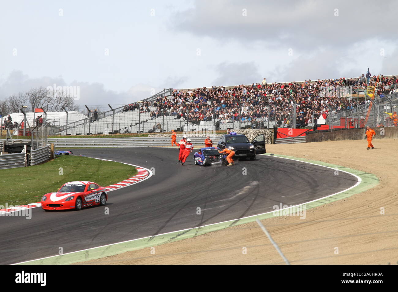 SORTS CAR RACING ACCIDENT IN THE GINETTA CLASS AT BRANDSHATCH RACING ...