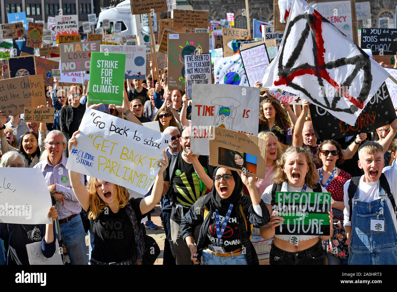 Protesters at the UK Student Climate Network's Global Climate Strike in Birmingham. Stock Photo