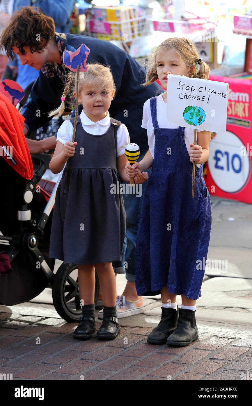 Chichester, UK. 20th Sep, 2019. Chichester, West Sussex, UK. Members of the public taking part in the global Climate Strike protest in Chichester High Street. Friday 20th September 2019 Credit: Sam Stephenson/Alamy Live News Stock Photo