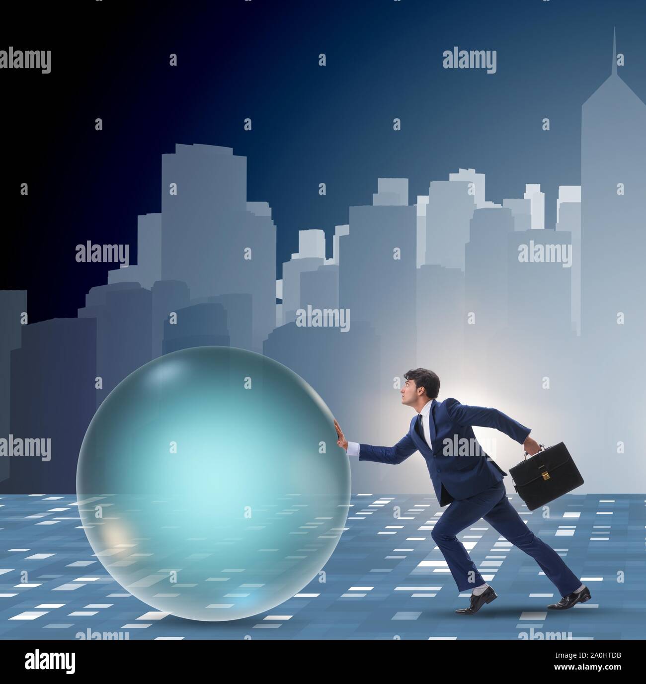 The businessman in competition rivalry concept beating rivals Stock ...
