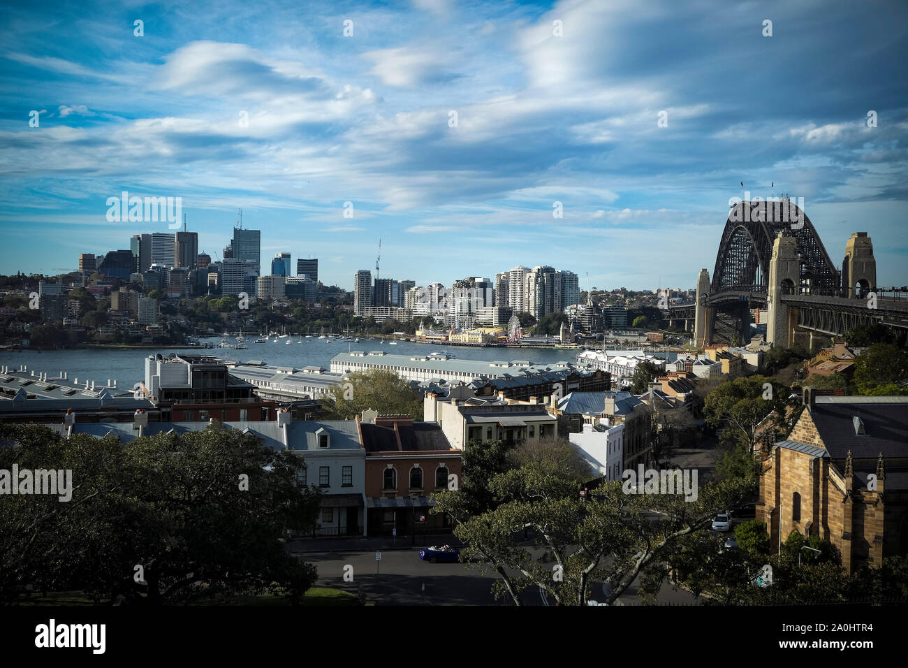 Sydney harbour bridge and cityscape in New South Wales Stock Photo