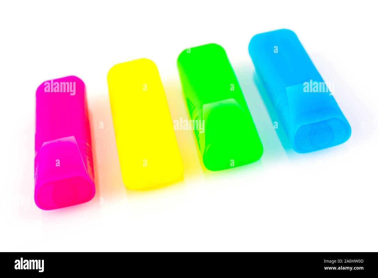 The Colored highlighters Markers isolated on white Stock Photo Alamy