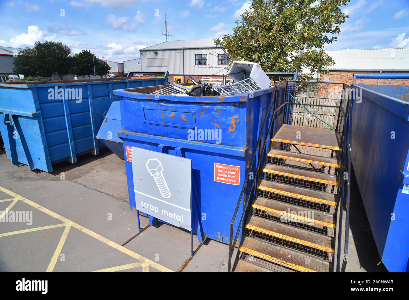 skip full of scrapmetal at council houshold recycling centre united