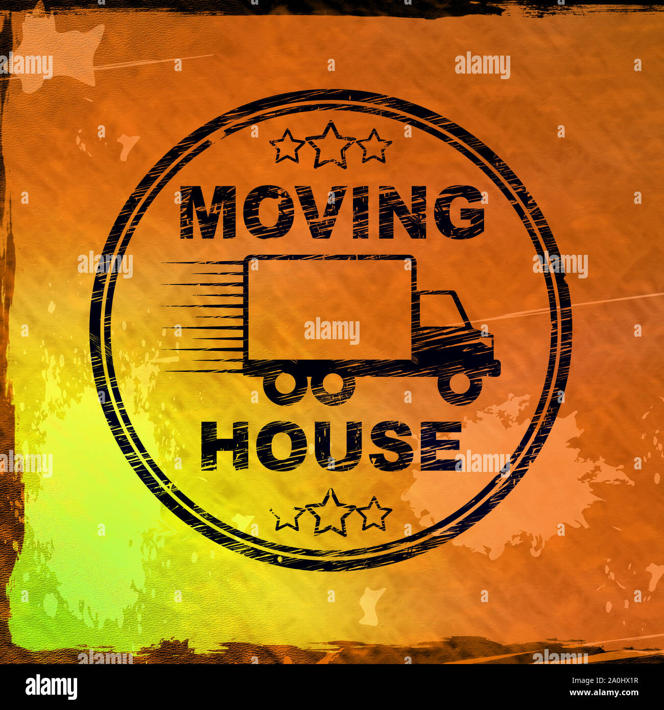 Moving house concept icon means relocating using delivery transport