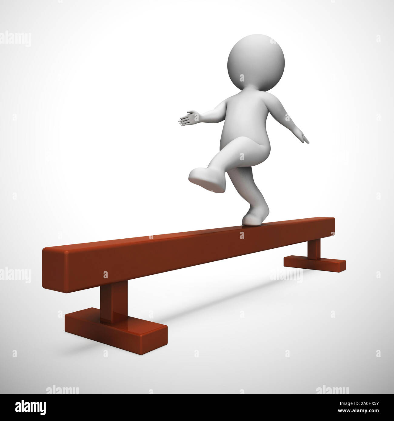 Balance beam part of gymnastic training and exercise. Agility and