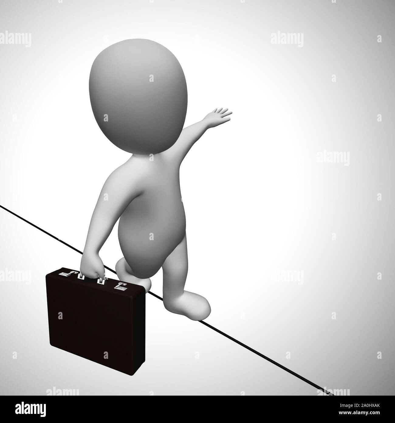 Walking a tightrope means running a fine line. On razor's edge of crisis  and adversity - 3d illustration Stock Photo - Alamy