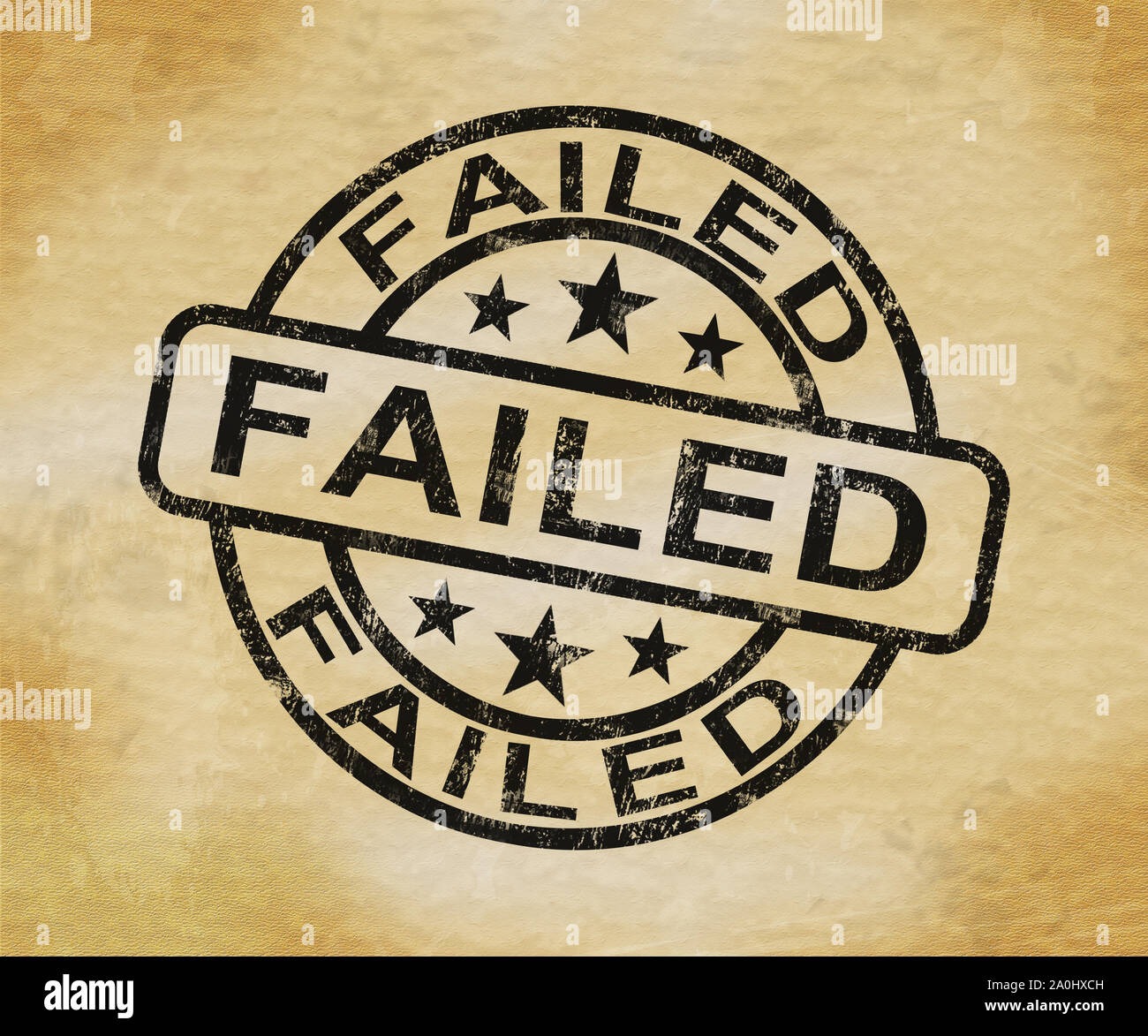 Failed stamp shows failure of system or service. A bad ordeal causing trouble and bad news - 3d illustration Stock Photo