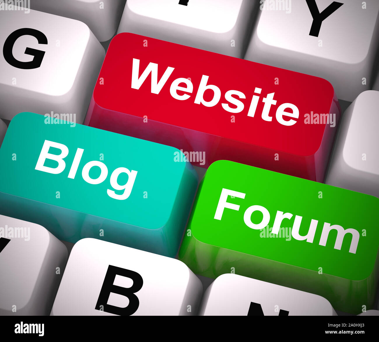 Website blog or forum the choice of promoting products on the internet. Publishing information using microblogging or sites - 3d illustration Stock Photo